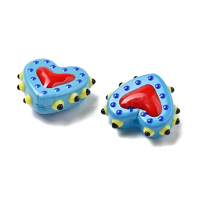 Baking Paint Glass Bumpy Beads Heart X-LAMP-V001-07B-1