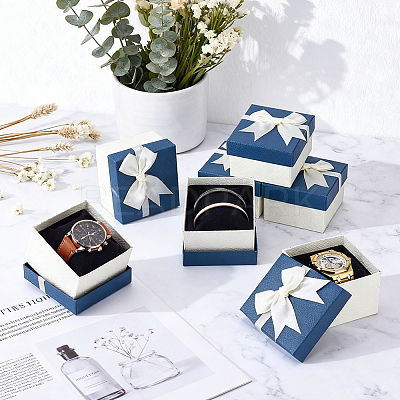Paper with Polyester Bowknot Gift Boxes CON-WH0095-224A-1