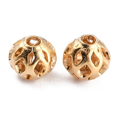 Long-Lasting Hollowed Plated Brass Beads KK-O133-003B-G-1