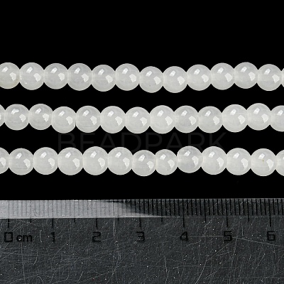 Baking Paint Imitation Jade Glass Round Bead Strands X-DGLA-Q021-6mm-01-1