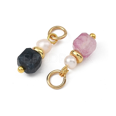 Natural Multicolor Tourmaline and Pearl Beaded Pendants PALLOY-JF05777-1
