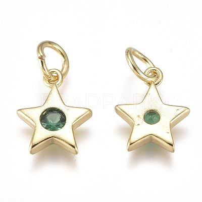 Brass Micro Pave Cubic Zirconia Charms X1-ZIRC-F111-09G-1