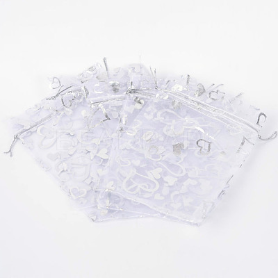 Heart Printed Organza Bags OP-R022-13x18-03-1