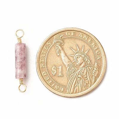 Natural Lepidolite Connector Charms PALLOY-JF01454-09-1