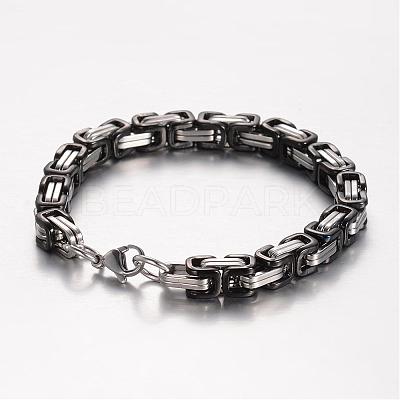201 Stainless Steel Bracelets BJEW-K134-01C3-7mm-1