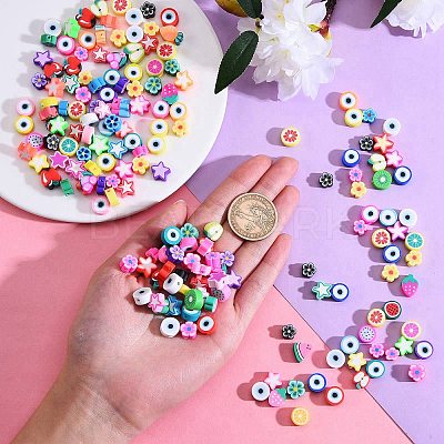 200Pcs 4 Styles Handmade Polymer Clay Beads CLAY-SZ0001-54-1