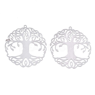 Tarnish Resistant 201 Stainless Steel Filigree Pendants STAS-S118-030P-1