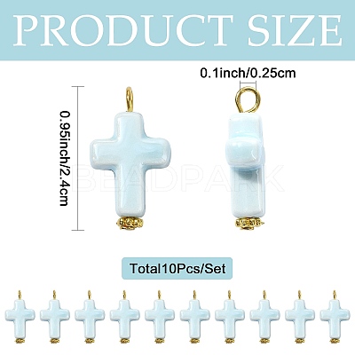 10Pcs Handmade Porcelain Pendants PALLOY-FS00079-1