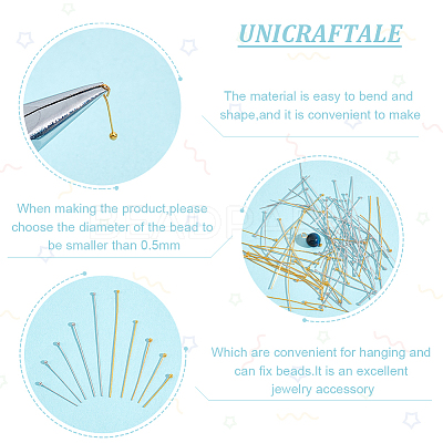 500Pcs 10 Styles Brass Ball Head Pins KK-UN0054-08-1