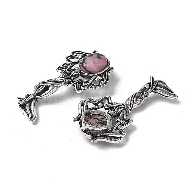 Angel Brass Natural Rhodonite Pendants KK-D361-02AS-28-1