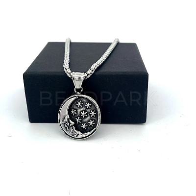Men's 304 Stainless Steel Moon Star Pendant Punk Vintage Necklaces LS-LK3922-1