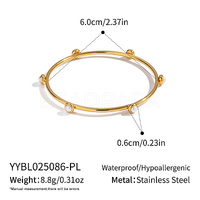 Chic 304 Stainless Steel Pave Pearl Bangles for Women HT2221-1-1
