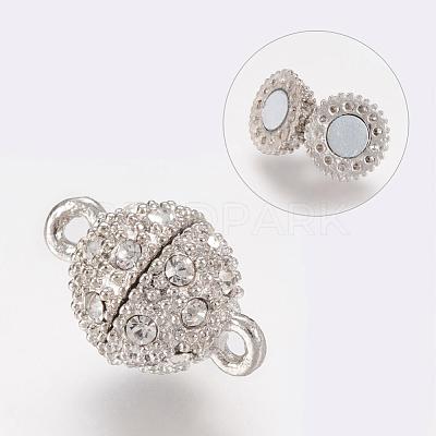 Alloy Rhinestone Magnetic Clasps with Loops RB-H116-2-N-1