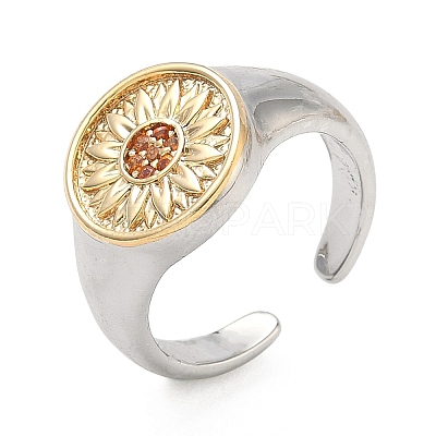 Brass Micro Pave Clear Cubic Zirconia Cuff Rings RJEW-G364-01GP-02-1