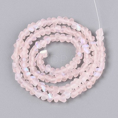 Frosted Transparent Glass Beads Strands GLAA-N054-4mm-02-1