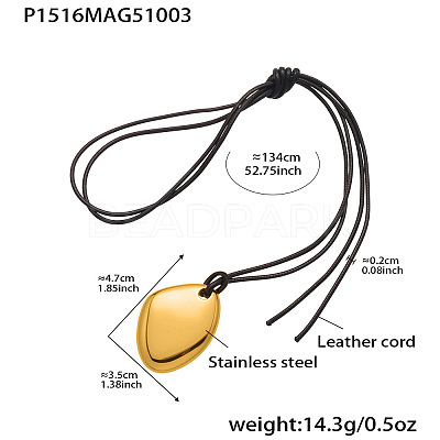 304 Stainless Steel Pendant Adjustable Black Waxed Cord Necklaces for Women FS-WGE3E56-08-1
