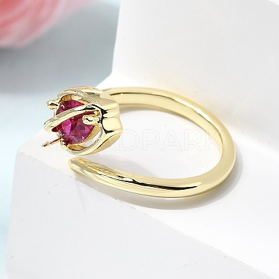 Brass Micro Pave Cubic Zirconia Cuff Open Rings for Women RJEW-L343-01G-04-1