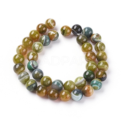 Natural Striped Agate/Banded Agate Beads Strands G-G582-8mm-44-1
