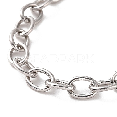 Non-Tarnish 304 Stainless Steel Cable Chain Bracelet for Men Women BJEW-E031-01P-03-1