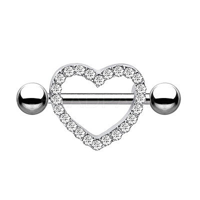 Stainless Steel Micro Pave Cubic Zirconia Nipple Rings WG80671-06-1