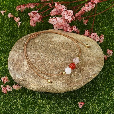 Natural Agate Beads Braided Bead Bracelets for Women LN7466-1