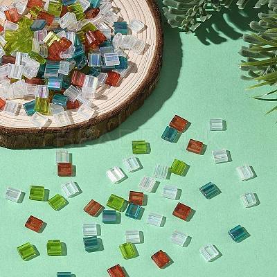 4 Colors Christmas 2-Hole Square Glass Seed Beads SEED-X0058-10-1