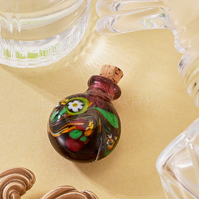 Handmade Lampwork Perfume Bottle Pendants LAMP-TADJ0001-05B-1