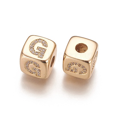 Brass Micro Pave Cubic Zirconia Beads KK-K238-16G-G-1