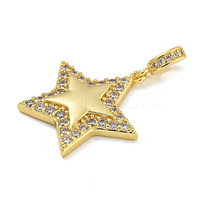 Rack Plating Brass Micro Pave Cubic Zirconia Pendants KK-I718-10G-01-1