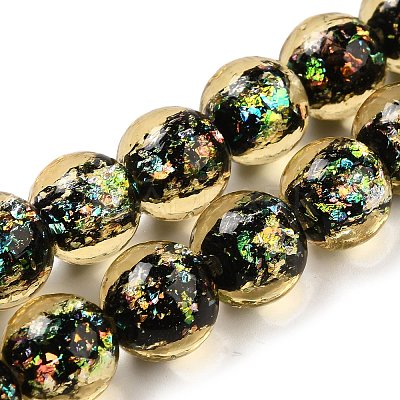 Handmade Dichroic Foil Glass Beads Strands DICH-U001-06K-1