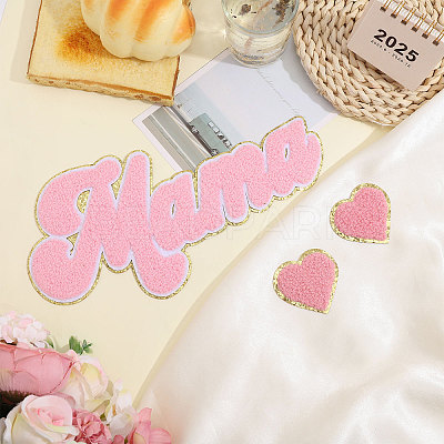 4Pcs 2 Styles Mother's Day Theme Chenille Embroider Thread Iron on/Sew On Patches PATC-CA0001-24B-1