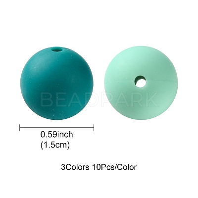 30Pcs 3 Colors Silicone Beads Round Rubber Bead 15MM Loose Spacer Beads for DIY Supplies Jewelry Keychain Making SIL-FS0001-01E-1