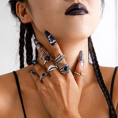 Halloween Theme Alloy Rhinestone Rings Sets FS-WG25DD8-07-1