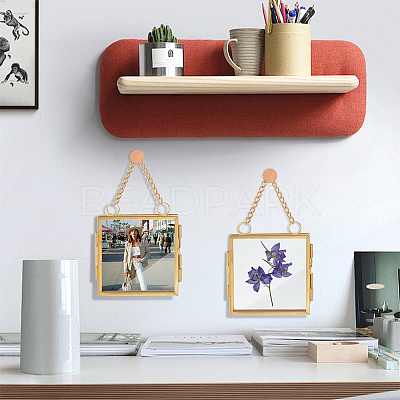 Wall Hanging Brass Double Folding Picture Frames DIY-WH0283-32-1