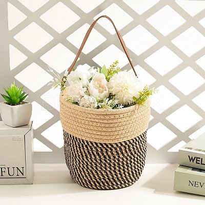 Woven Cotton Storage Baskets AJEW-WH20054-010C-1