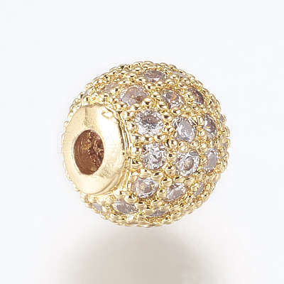 Brass Micro Pave Cubic Zirconia Beads ZIRC-E134-8mm-04G-1