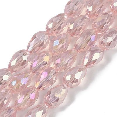 Transparent Electroplate Glass Beads Strands EGLA-N013-T8mm-B18-1