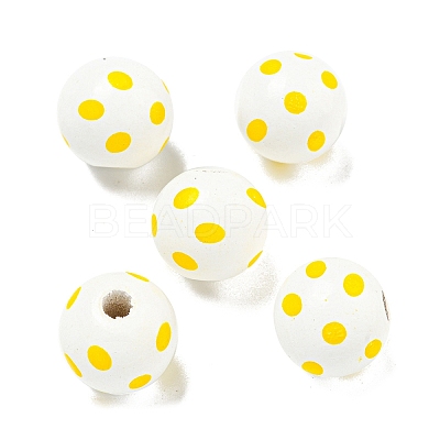 Printed Wood European Beads WOOD-G022-18B-1