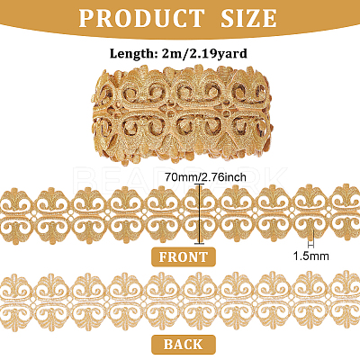 2M Floral Embroidery Iron on/Sew on Polyester Ribbon Patches OCOR-FG0001-75G-1