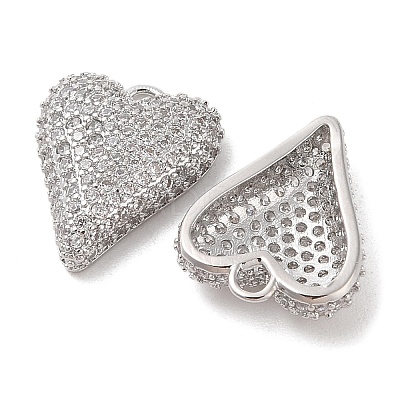 Brass Micro Pave Clear Cubic Zirconia Pendants KK-S388-01P-03-1
