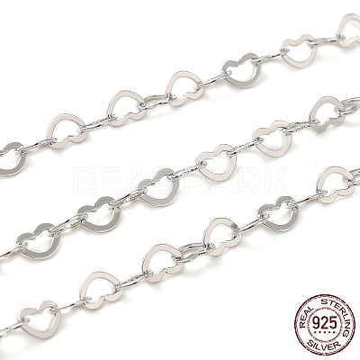 Anti-Tarnish Rhodium Plated 925 Sterling Silver Heart Link Chains STER-NH0001-28B-P-1