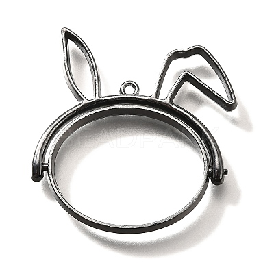 Rabbit Rotatable Alloy Swivel Open Back Bezel Pendants PALLOY-I223-19B-1