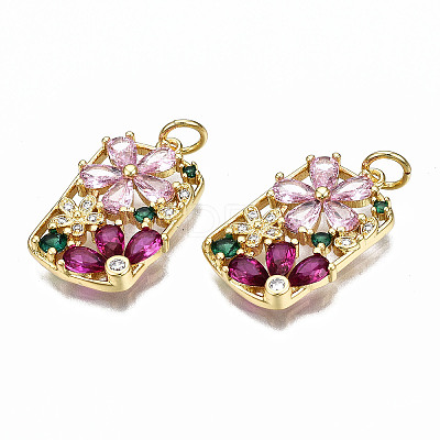 Brass Micro Pave Cubic Zirconia Pendants X-ZIRC-Q200-010-NF-1