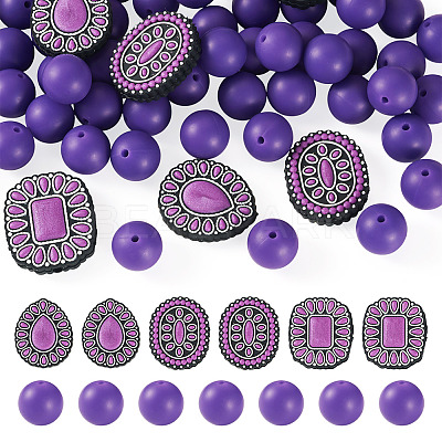 56Pcs 4 Styles Silicone Beads FIND-TA0010-75C-1