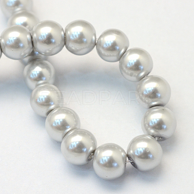 Baking Paint Pearlized Glass Pearl Round Bead Strands X-HY-Q003-10mm-62-1