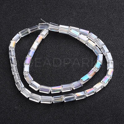 AB Color Plated Faceted Cuboid Electroplate Glass Beads Strands EGLA-F109-A01-1