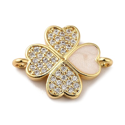 Eco-Friendly Rack Plating Brass Micro Pave Clear Cubic Zirconia Connector Charms KK-F853-26G-1