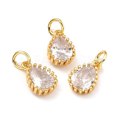 Brass Micro Pave Cubic Zirconia Pendants ZIRC-D120-01G-08-1
