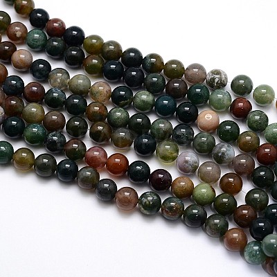 Natural Indian Agate Round Beads Strands G-G735-01-4mm-1