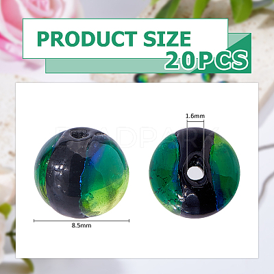 20Pcs Luminous Crackle Glass Beads GLAA-FH0001-89D-1